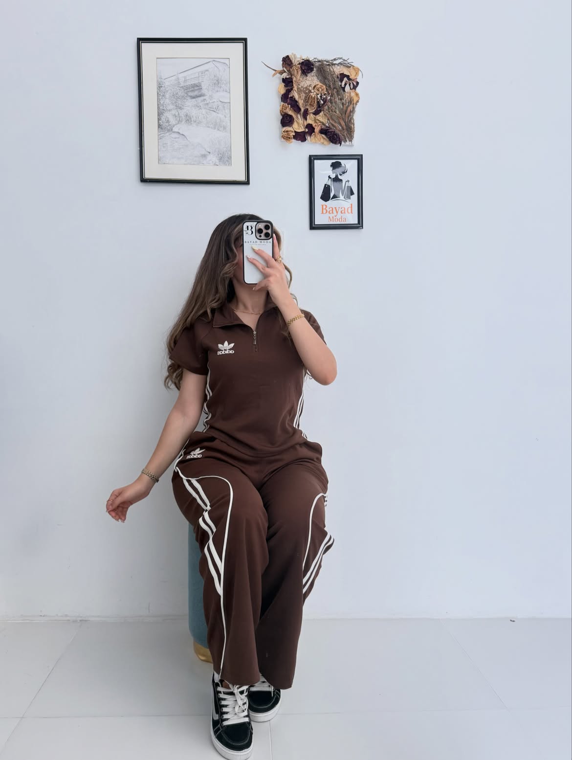 Women's Half-Zip Track Suit – 2 Piece Sport Set (Top + Wide-Leg Pants)