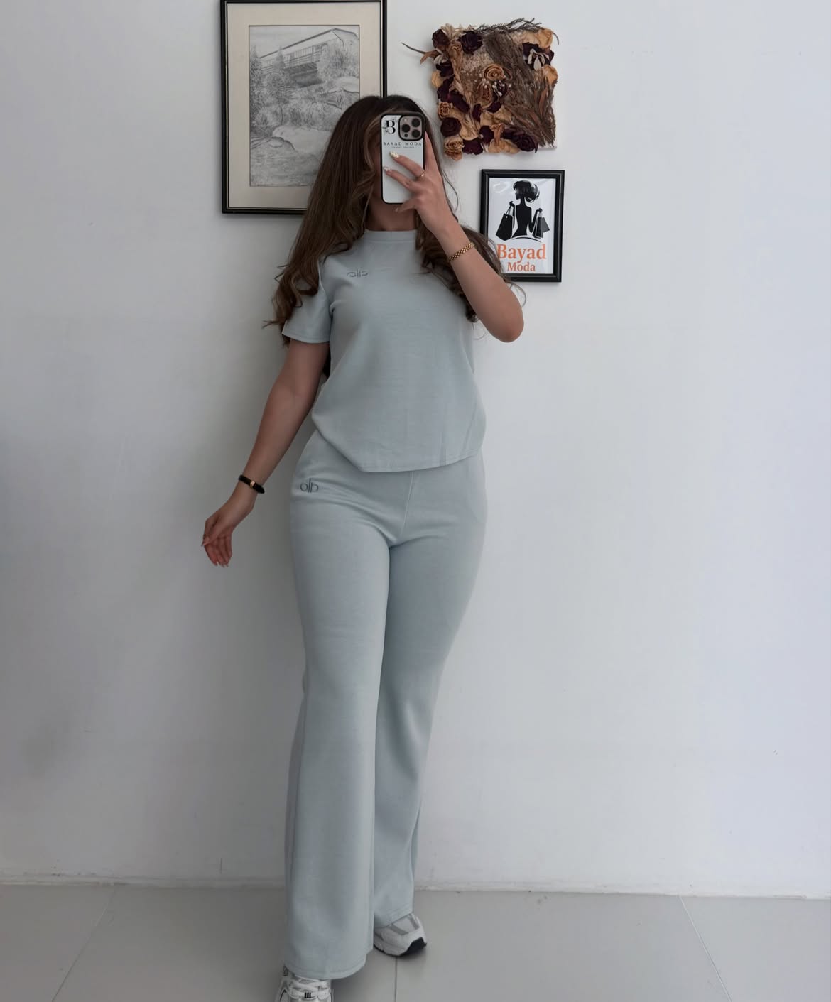Women's Ribbed Flare Co-ord Set – Crew Neck Top & Flared Pants (2 Piece)